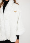 Serafina Collection One Size Sequin Poncho, White