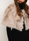 Serafina Collection One Size Faux Fur Shawl, Beige