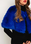 Serafina Collection One Size Faux Fur Shawl, Blue