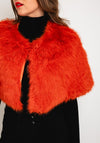 Serafina Collection One Size Faux Fur Shawl, Orange