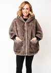 Serafina Collection Faux Fur Hooded Cape, Taupe