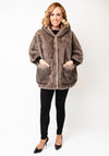Serafina Collection Faux Fur Hooded Cape, Taupe