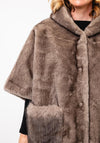 Serafina Collection Faux Fur Hooded Cape, Taupe
