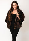 Serafina Collection One Size Faux Fur Leopard Print Jacket, Brown