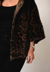 Serafina Collection One Size Faux Fur Leopard Print Jacket, Brown