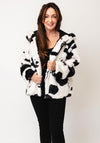 Serafina Collection One Size Cow Print Faux Fur Jacket, Black