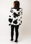 Serafina Collection One Size Cow Print Faux Fur Jacket, Black