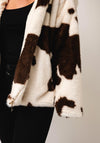 Serafina Collection One Size Cow Print Faux Fur Jacket, Brown