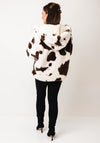 Serafina Collection One Size Cow Print Faux Fur Jacket, Brown