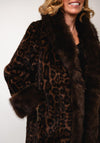 Serafina Collection One Size Leopard Faux Fur Coat, Brown