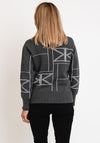 Micha Abstract Print Knit Sweater, Dark Grey