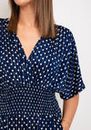Serafina Collection One Size Polka Dot Wide Leg Jumpsuit, Navy