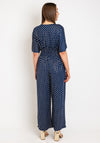 Serafina Collection One Size Polka Dot Wide Leg Jumpsuit, Navy