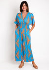 Serafina Collection One Size Aztec Wide Leg Jumpsuit, Blue