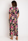 Serafina Collection One Size Floral Print Cropped Jumpsuit, Navy