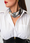 Serafina Collection Magnetic Pearl Check Print Neck Scarf, Black & White
