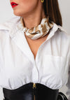 Serafina Collection Magnetic Pearl Zebra Print Neck Scarf, Warm Beige