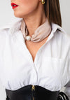 Serafina Collection Magnetic Pearl Neck Scarf, Beige
