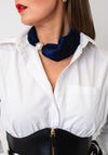 Serafina Collection Magnetic Pearl Neck Scarf, Navy