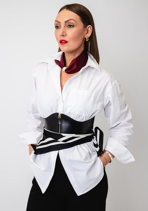 Serafina Collection Magnetic Pearl Neck Scarf, Wine
