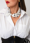 Serafina Collection Magnetic Pearl Polka Dot Print Neck Scarf, White