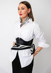 Serafina Collection Magnetic Pearl Cheetah Print Neck Scarf, Black & Cream