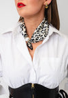 Serafina Collection Magnetic Pearl Cheetah Print Neck Scarf, Black & Cream