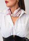 Serafina Collection Magnetic Pearl Oriental Print Neck Scarf, Pink