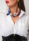 Serafina Collection Magnetic Pearl Abstract Heart Print Neck Scarf, Multi