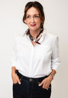 Serafina Collection Abstract Print with Pearl Detail Scarf, Wine Multi