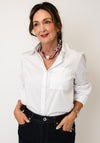 Serafina Collection Geometric Print with Pearl Detail Scarf, Beige Multi