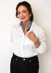 Serafina Collection Abstract Print with Pearl Detail Scarf, Navy Multi