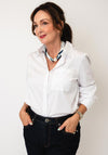 Serafina Collection Floral Print with Pearl Detail Scarf, Blue Multi