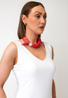 Serafina Collection Polka Dot with Bead Detail Scarf, Red and White