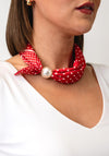 Serafina Collection Polka Dot with Bead Detail Scarf, Red and White