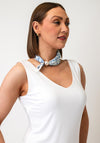 Serafina Collection Floral Print with Bead Detail Scarf, White Multi