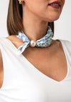 Serafina Collection Floral Print with Bead Detail Scarf, White Multi