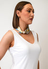 Serafina Collection Graphic Print with Bead Detail Scarf, White Multi