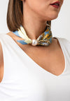 Serafina Collection Graphic Print with Bead Detail Scarf, White Multi