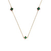 9 Carat Gold Malachite Floral Trio Necklace, Gold