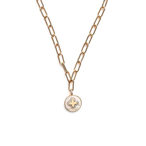 M Collection Clover Charm Link Necklace, Gold