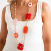 Serafina Collection Iridescent Resin Long Chain Necklace, Orange