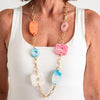 Serafina Collection Iridescent Resin Long Chain Necklace, Pink Orange & Blue
