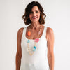 Serafina Collection Iridescent Resin Long Chain Necklace, Pink Orange & Blue