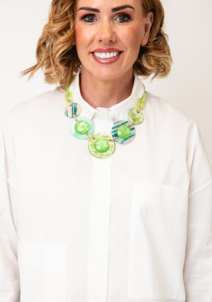 Serafina Collection Chunky Chain Disc Necklace, Green