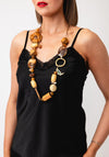Serafina Collection Wooden Detail Long Necklace, Brown
