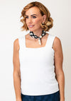 Serafina Polka Dot Satin Pearl Magnetic Neck Scarf, Black