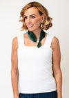Serafina Satin Pearl Magnetic Neck Scarf, Bottle Green
