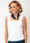 Serafina Satin Pearl Magnetic Neck Scarf, Navy