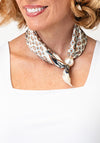 Serafina Paisley Satin Pearl Magnetic Neck Scarf, Taupe